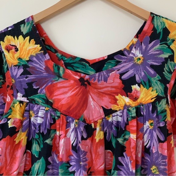 Vintage Sita Tropical Floral Muumuu Pullover House Dress | Size M - Picture 4 of 8